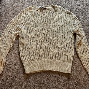 White House Black Market V-Neck Sweater - Cream